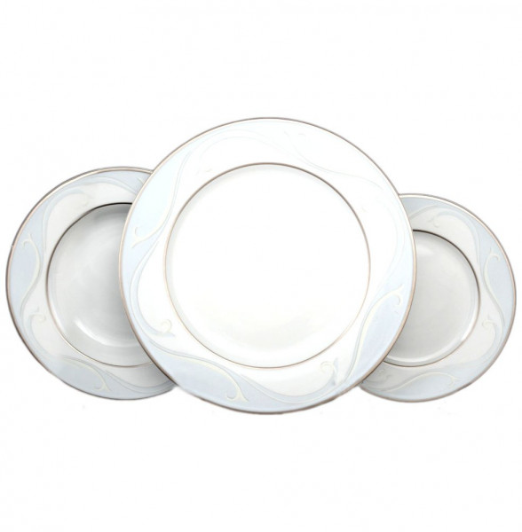 Набор тарелок 18 предметов (20, 23, 27 см)  Bavarian Porcelain &quot;Верона /Голубая волна /платина&quot; / 040453
