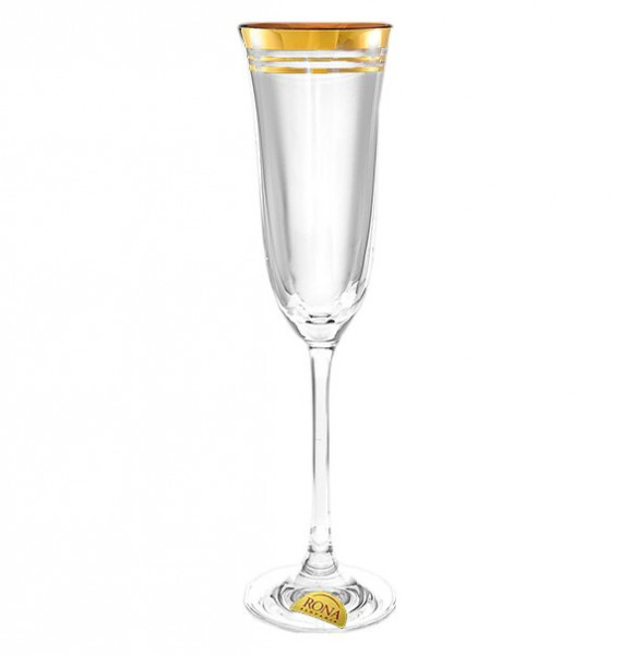 Бокалы для шампанского 160 мл 6 шт Флора  Rona &quot;Тройная полоска золотая&quot; / 125951