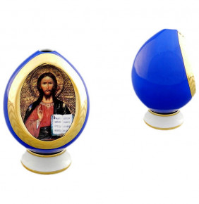 Яйцо-подсвечник 11,5 см на подставке пасхальное  Leander "Спаситель" синее / 158820