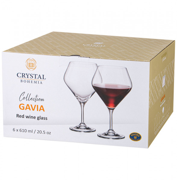 Бокалы для красного вина 610 мл 6 шт  Crystalite Bohemia &quot;Gavia /Без декора&quot; / 286776