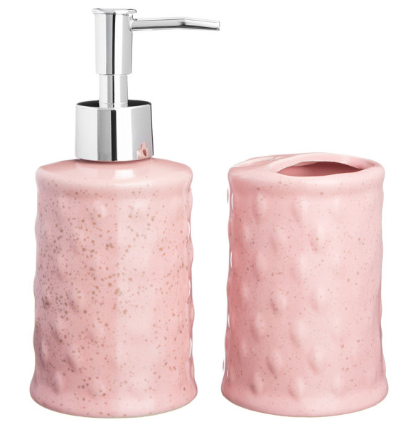 Набор для ванной комнаты 7 х 19 см 2 предмета розовый  LEFARD &quot;Горошины&quot; / 288396