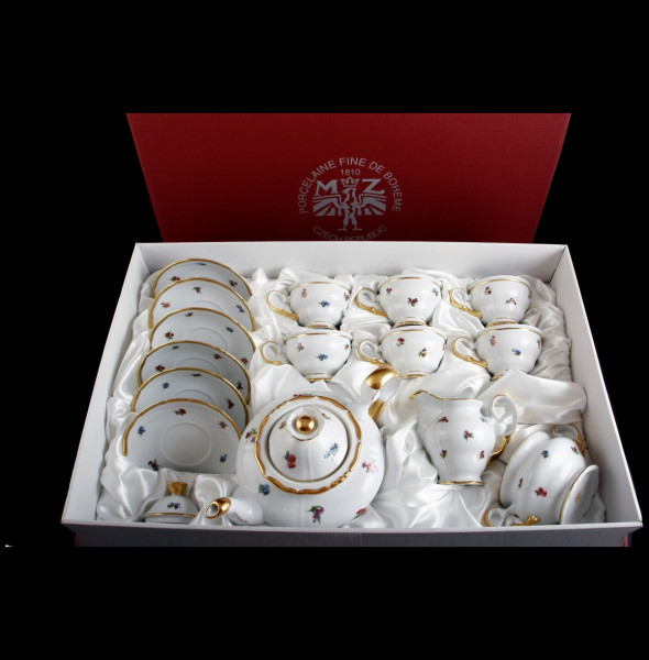 Чайный сервиз на 6 персон 15 предметов  Bohemia Porcelan Moritz Zdekauer 1810 s.r.o. &quot;Анжелика 852 /Мелкие цветы&quot; подарочная упаковка / 098879