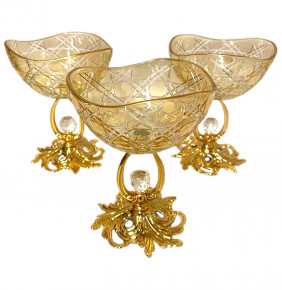 Креманка 12 см янтарная волнистая  Yagmur Hediyelik "Dior /Отводка золото"  / 270614