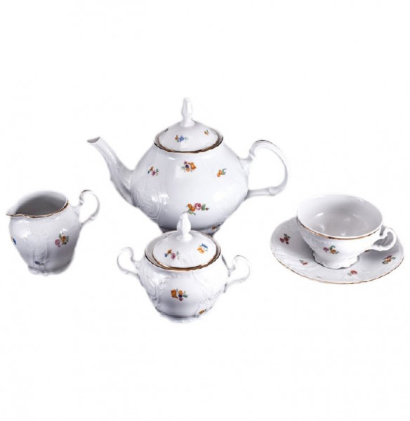 Чайный сервиз на 6 персон 15 предметов  Thun &quot;Бернадотт /Мелкие цветы&quot; / 046385