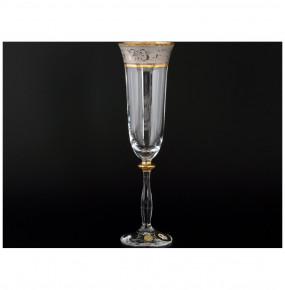 Бокалы для шампанского 190 мл 6 шт  Bohemia "Анжела /Платина в золотой оправе" E-V / 108841