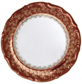 Блюдо 32 см круглое  Bavarian Porcelain "Мария-Тереза /Красная /Золотые листики" / 295014