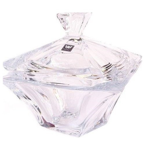 Ваза для конфет 18 см с крышкой  Aurum Crystal &quot;Квадрон /Без декора&quot; / 143019