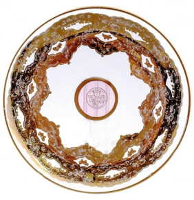 Блюдце 15 см 1 шт  RCR Cristalleria Italiana SpA "Timon /Розовое с золотом" / 156144