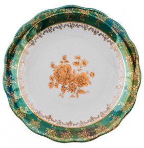 Блюдо 30 см круглое  Royal Czech Porcelain "Фредерика /Золотая роза /Зеленая" / 203878