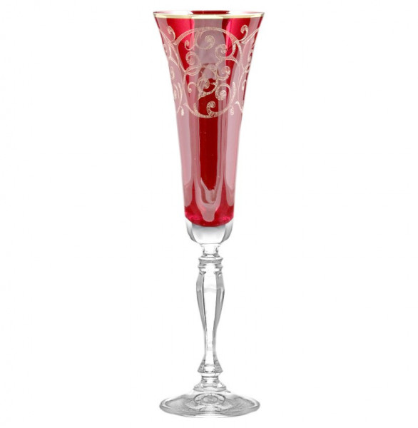 Бокалы для шампанского 180 мл 6 шт рубиновые  Crystalex CZ s.r.o. &quot;Виктория /Золотая повитель&quot; / 026460