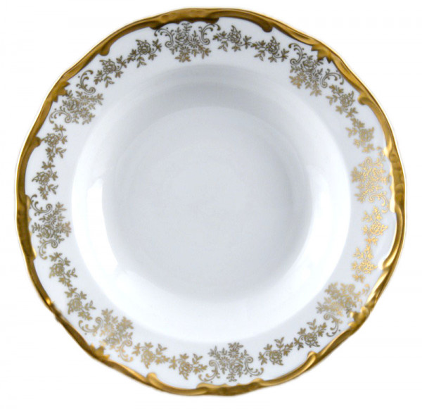 Набор тарелок 24 см 6 шт глубокие  Weimar Porzellan &quot;Кастэл /Золотой цветочный узор&quot; / 015469