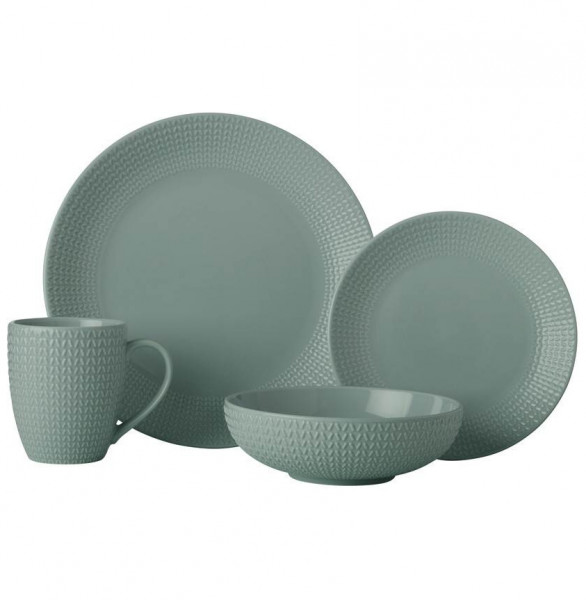 Набор посуды на 4 персоны 16 предметов шалфей  Casa Domani &quot;Corallo&quot; (подарочная упаковка) / 299195