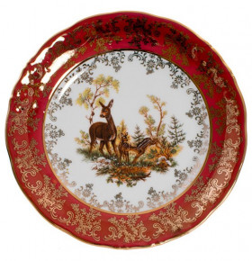Набор тарелок 19 см 6 шт  Royal Czech Porcelain "Мария-Тереза /Охота красная" / 204397