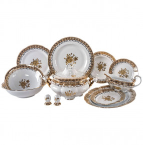 Столовый сервиз на 6 персон 26 предметов  Royal Czech Porcelain "Болеро /Золотая роза /Бежевая" / 203630