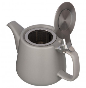 Заварочный чайник 500 мл с металлическим ситечком и крышкой серый  Bronco "Velour" / 228659