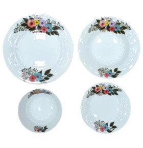 Набор тарелок 24 предмета на:6 персон белый  O.M.S. Collection "TULU / Букет цветов" / 296128
