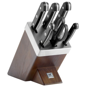 Набор кухонных ножей 7 предметов в подставке с заточкой  Zwilling J.A Henckels "Gourmet /ZWILLING" /коричневая подставка / 313435