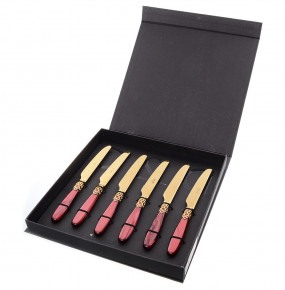 Столовые приборы 6 предметов Ножи для десерта  Domus Design "D&D /Франция" цвет бордовой жемчужины / 149577