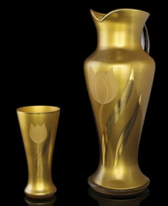 Набор для воды 7 предметов (кувшин + 6 стаканов по 250 мл) золотой  Nd Art "Тюльпан" / 197300