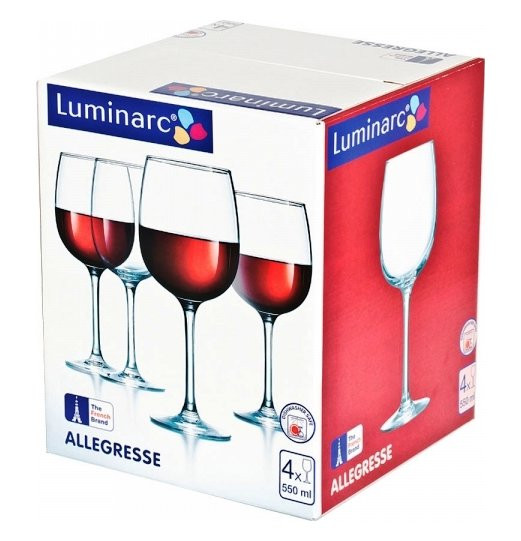 Бокалы для красного вина 550 мл 4 шт  LUMINARC &quot;Аллегресс /Без декора&quot; / 160376