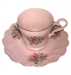 Кофейная пара 150 мл 1 шт  Leander "Ливия /Цветы" розовая / 158652