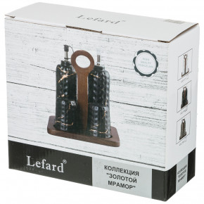 Набор для специй 4 предмета на деревянной подставке  LEFARD "Золотой мрамор /Серый" / 208516