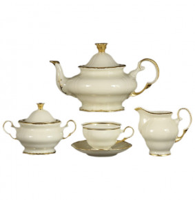 Чайный сервиз на 6 персон 15 предметов  Bohemia Porcelan Moritz Zdekauer 1810 s.r.o. "Анжелика /Золотая отводка /СК" / 066430