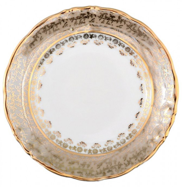 Набор тарелок 17 см 6 шт  МаМ декор &quot;Фредерика /Бежевая с золотыми листиками&quot; / 065055