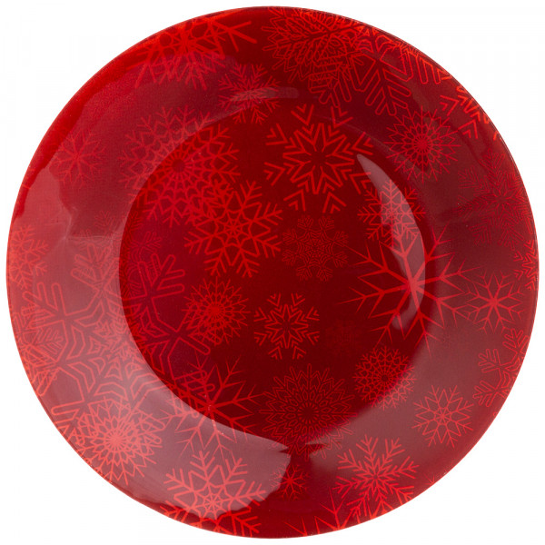 Тарелка 20 см красная  LEFARD &quot;Новогодний калейдоскоп /Снежинки&quot; / 268458