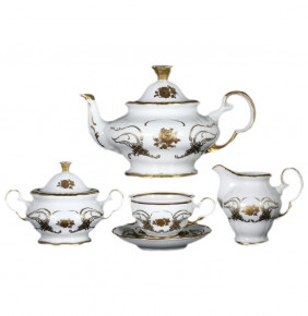 Чайный сервиз на 6 персон 15 предметов  Bohemia Porcelan Moritz Zdekauer 1810 s.r.o. "Анжелика /Золотая роза /золото" / 027547