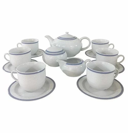 Чайный сервиз на 6 персон 15 предметов  Thun &quot;Опал /Голубые пластины&quot; / 232379