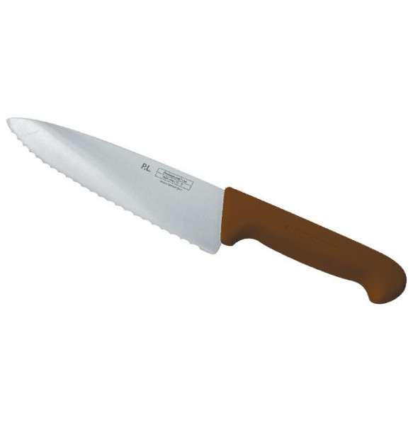 Нож поварской 25 см волнистое лезвие  P.L. Proff Cuisine &quot;PRO-Line&quot; коричневый  / 316427