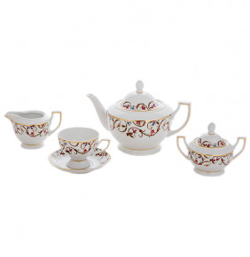 Чайный сервиз на 6 персон 15 предметов  Bohemia Porcelan Moritz Zdekauer 1810 s.r.o. "Аннетта /Цветочный вальс" / 098046