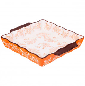 Блюдо для запекания 30 х 24 х 5 см прямоугольное  Agness "Цветы /Оранжевый" / 191950