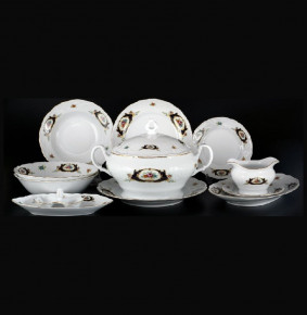 Столовый сервиз на 6 персон 26 предметов (с селёдочницей)  Bohemia Porcelan Moritz Zdekauer 1810 s.r.o. "Лиана /Синеглазка" / 046533