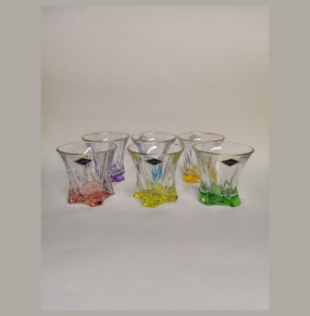 Стаканы для виски 320 мл 6 шт  Aurum Crystal "COOPER /Разноцветное дно /Золотой ободок" / 276884