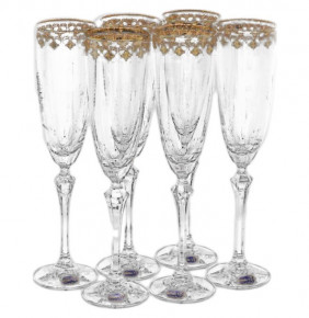 Бокалы для шампанского 200 мл 6 шт  Crystalex CZ s.r.o. "Элизабет /Королевская лилия /Отводка золото" / 140144