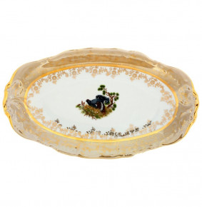 Блюдо 24 см овальное  Sterne porcelan "Фредерика /Охота бежевая" / 128788