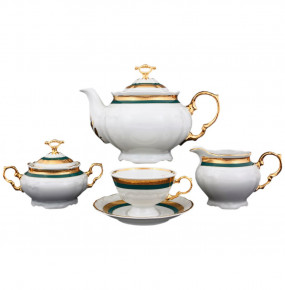 Чайный сервиз на 6 персон 15 предметов  Thun "Мария-Луиза /Зелёная лента" / 058963