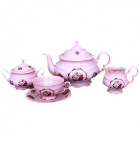 Чайный сервиз на 6 персон 15 предметов  Leander "Соната /Полевые цветы" розовая / 158465