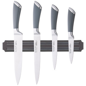 Набор кухонных ножей 5 предметов ручки из нержавеющей стали с магнитным держателем Agness / 336109