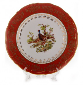 Блюдо 32 см круглое  Bavarian Porcelain "Мария-Тереза /Охота красная"  / 017149