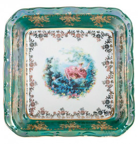 Салатник 16 см квадратный  Royal Czech Porcelain "Львов /Барокко зеленое" / 203582