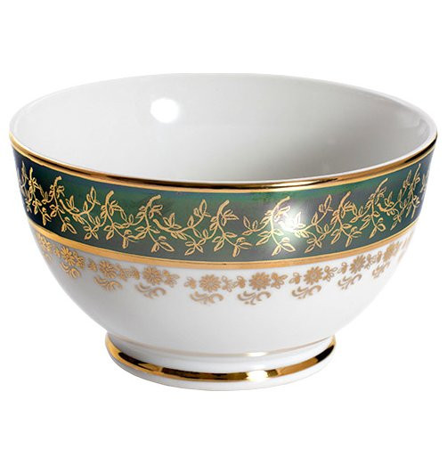 Пиала 13 см  Royal Czech Porcelain &quot;Мария-Тереза /Зелёная /Золотые листики&quot; / 203368