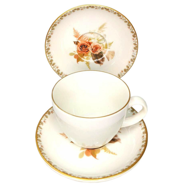 Набор чайных пар 230 мл 6 шт белые  O.M.S. Collection &quot;Розы&quot; / 296860