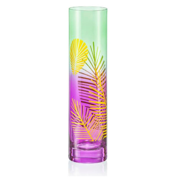 Ваза для цветов 24 см салатово-фиолетовая  Crystalex CZ s.r.o. &quot;Листья пальмы&quot; / 278746