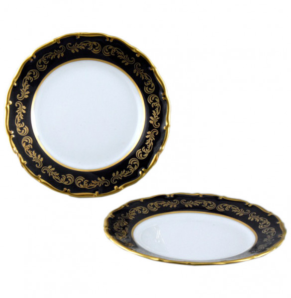Набор тарелок 17 см 6 шт  Bohemia Porcelan Moritz Zdekauer 1810 s.r.o. &quot;Анжелика /Золотые вензеля /Кобальт&quot; / 010809