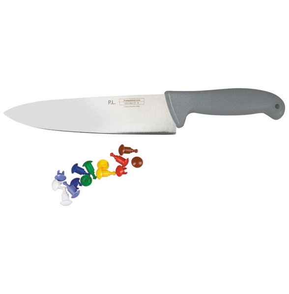 Шеф-нож с цветными кнопками 20 см  P.L. Proff Cuisine &quot;PRO-Line&quot; серый / 316429
