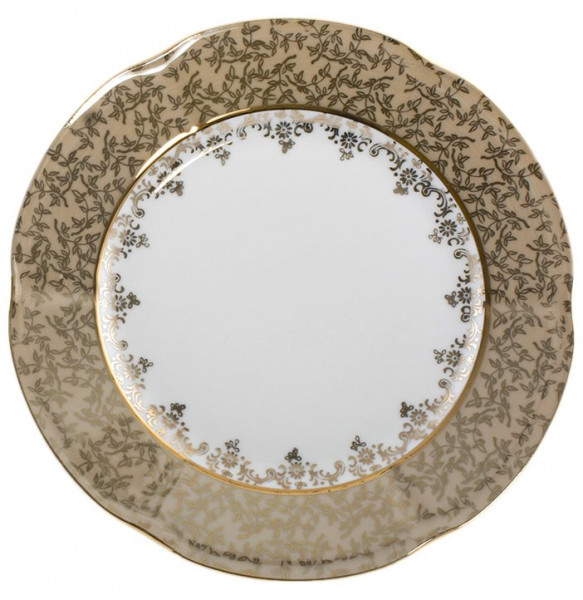 Тарелка 19 см 1 шт  Royal Czech Porcelain &quot;Болеро /Бежевый /Золотые листики&quot; / 203672