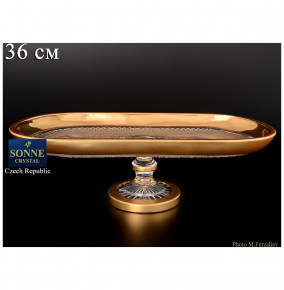 Блюдо 36 см овальное н/н  Sonne Crystal "Хрусталь с золотом" / 083829